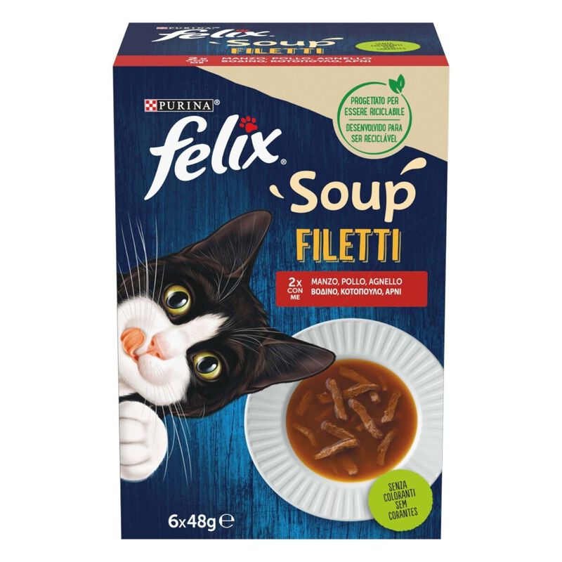 Felix Soup Cat Adult Filetti Manzo Pollo e Agnello 6 pz x 48 gr