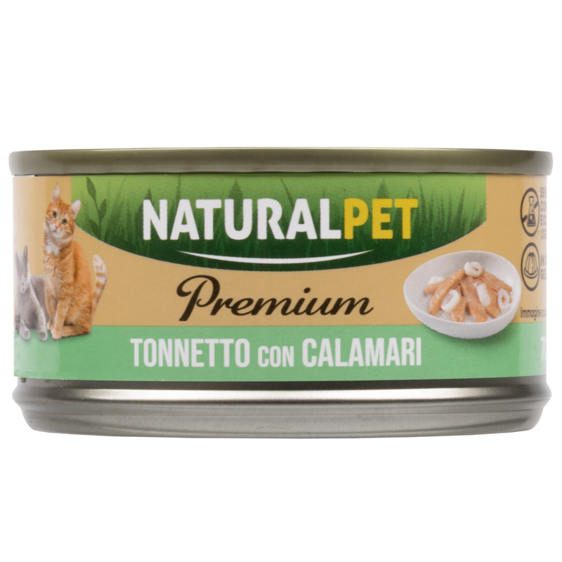 Naturalpet Premium Cat Adult Tonnetto con calamari 70gr