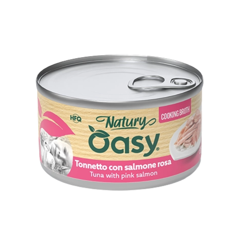 Oasy Natury Cat Adult Tonnetto con salmone rosa in brodo 85gr