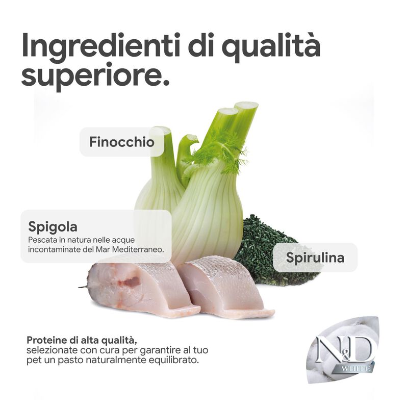 N&D Farmina White Dog Adult Mini Spigola, Spirulina & Finocchio 2 kg