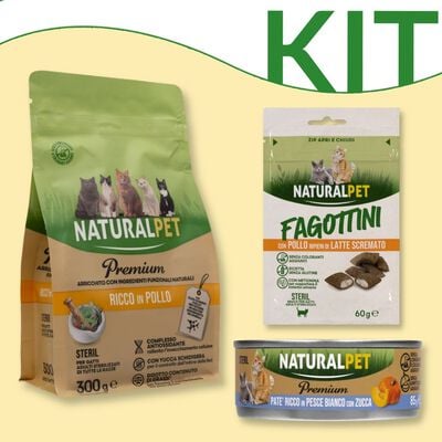 Kit Alimentazione Naturalpet cat adult secco + umido + snack