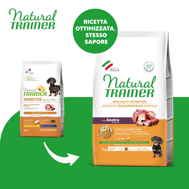 Natural Trainer Sensitive Dog No Gluten Small & Toy Adult con Anatra 2 kg