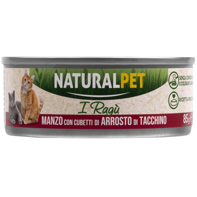 Naturalpet Cat I ragù Manzo con cubetti di arrosto di tacchino 85gr