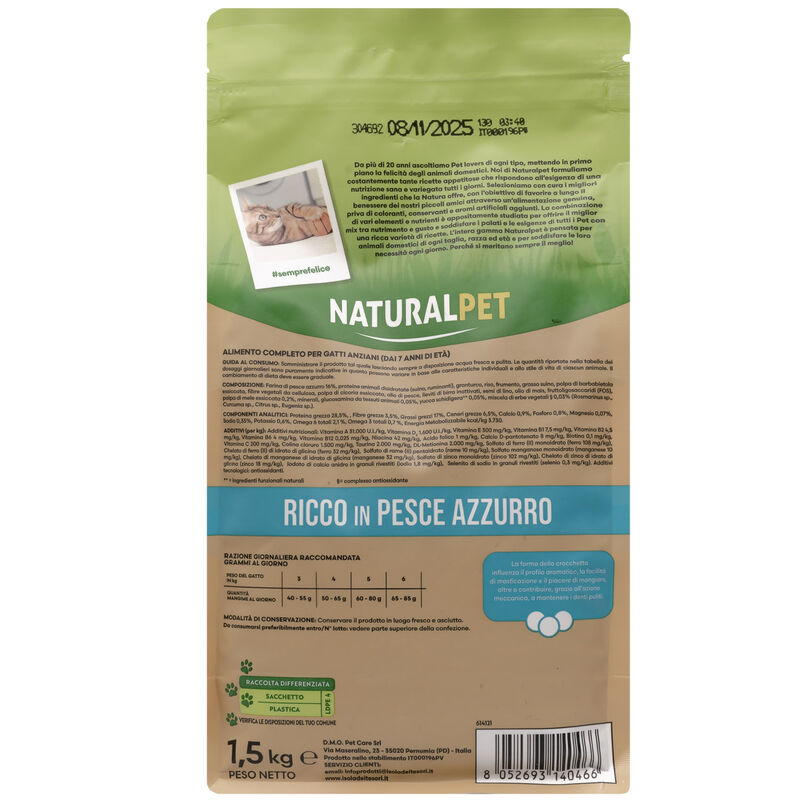 Naturalpet Premium Cat Senior ricco in Pesce Azzurro 1,5 kg - Scad. Novembre 25