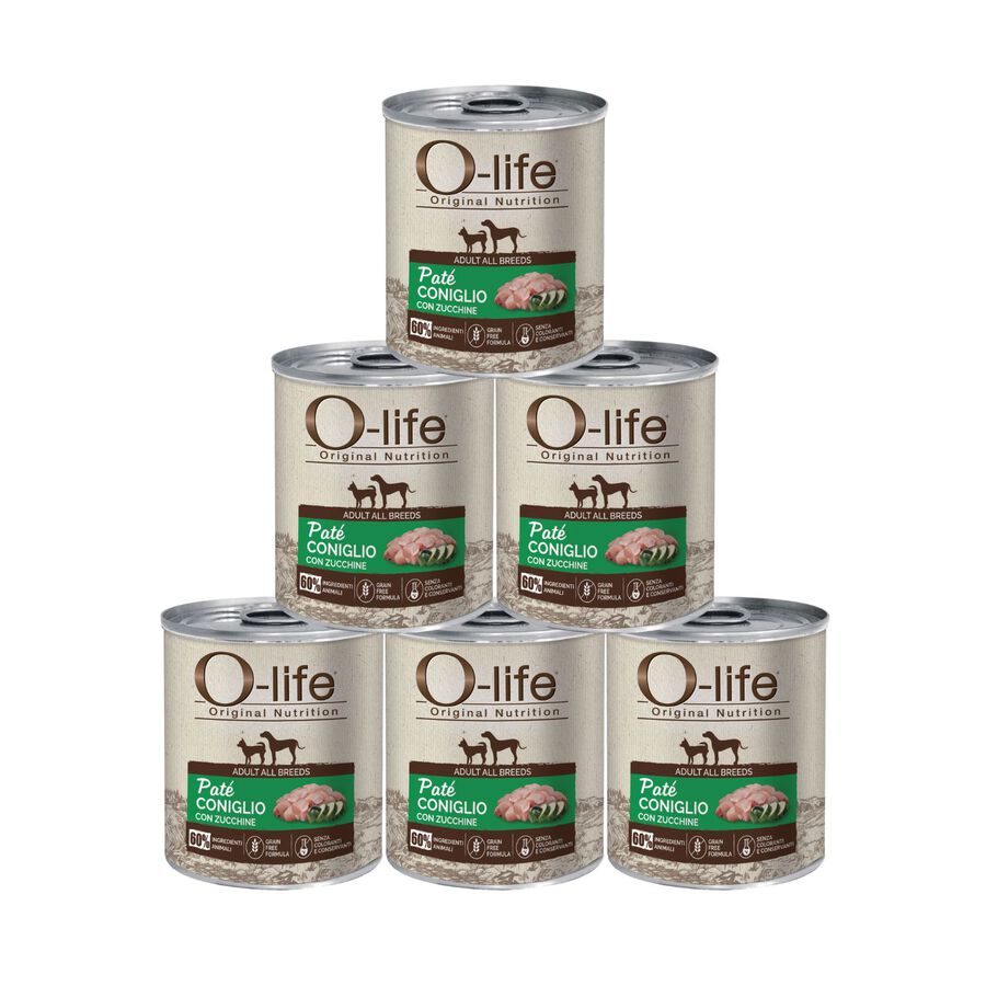 O-life Adult All Breeds Pat&eacute; Coniglio con Zucchine 400g
