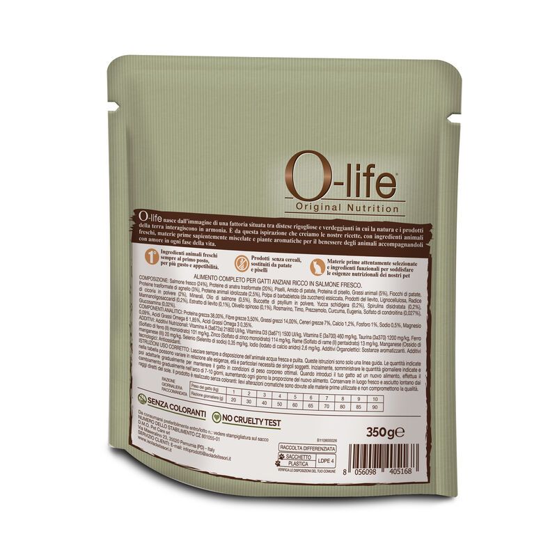 O-life Cat Senior con Salmone 350 gr