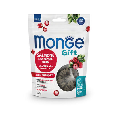 Monge Gift Dog Adult Snack Skin Support Salmone con Mirtilli Rossi Super M 150 gr