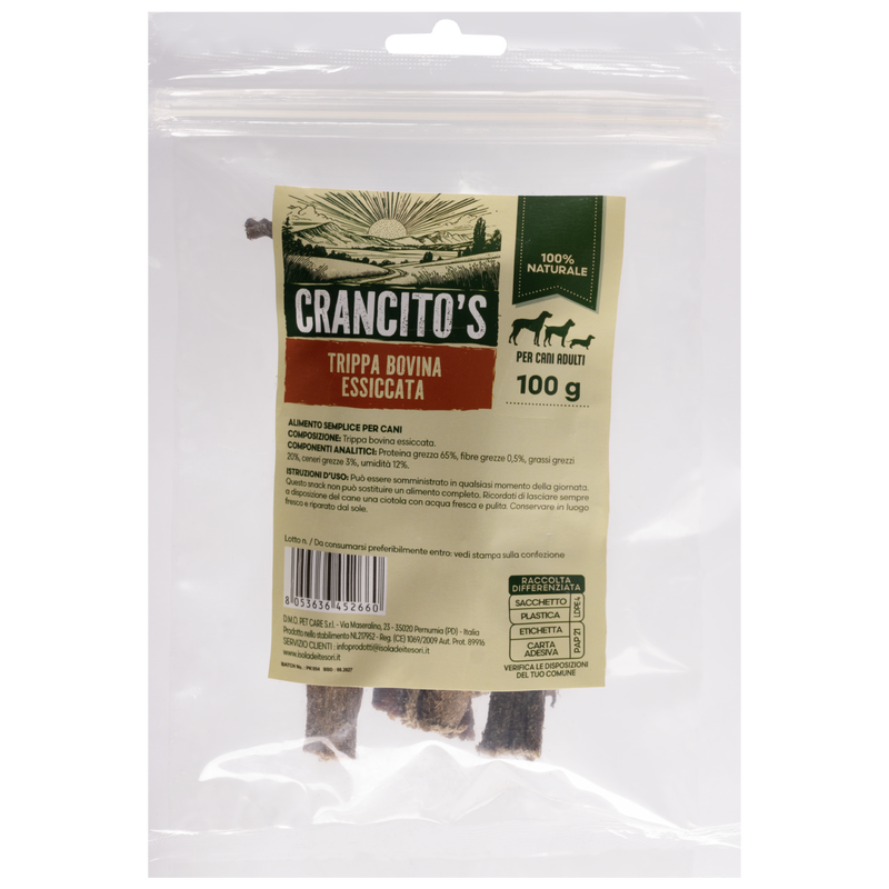 Crancito's Dog Snack Trippa Bovina essiccata 100gr