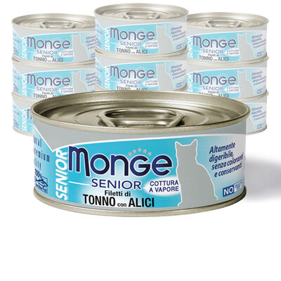 Monge Jelly Cat Senior Filetti di Tonno con Alici 80 gr