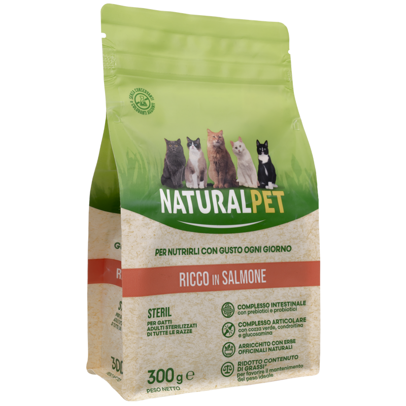 Naturalpet Cat Sterilised ricco in Salmone 300gr