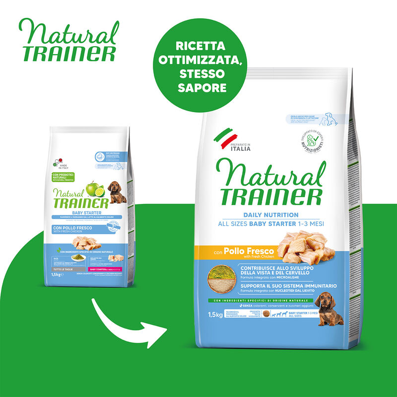 Natural Trainer Dog Baby Starter All Size con Carni bianche 1,5kg.
