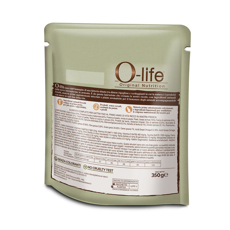 O-life Cat Kitten con Anatra 350 gr