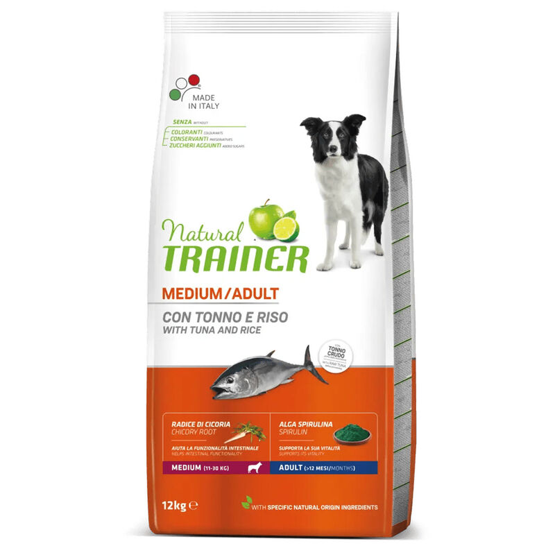 Natural Trainer Dog Medium Adult Tonno e Riso 12 kg