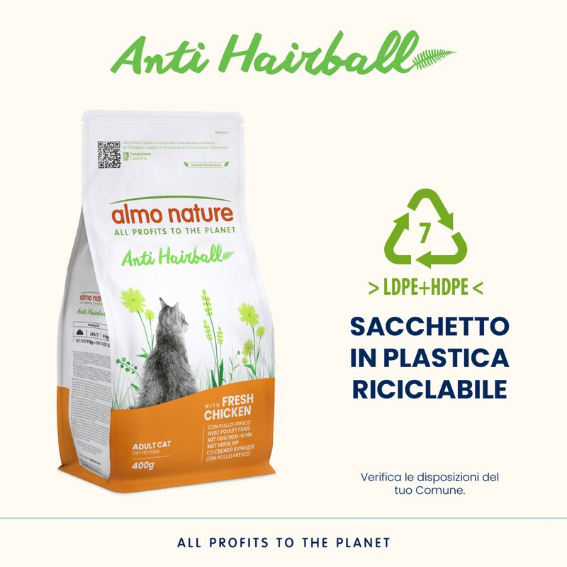 Almo Nature Anti Hairball Crocchette per gatti adulti con Pollo 2 kg