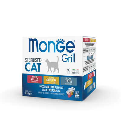 Monge Grill per gatti adulti Multipack Galletto-Vitello - sterilizzati 12x85 gr