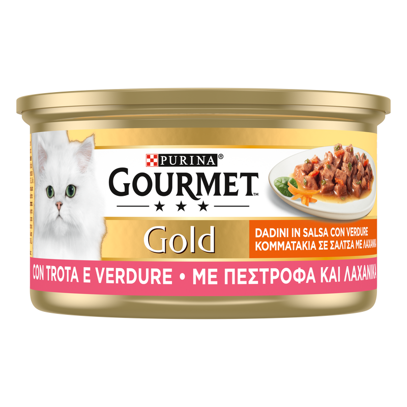 Gourmet Gold Cat Adult Dadini in Salsa con Verdure, con Trota e Verdure 85 gr