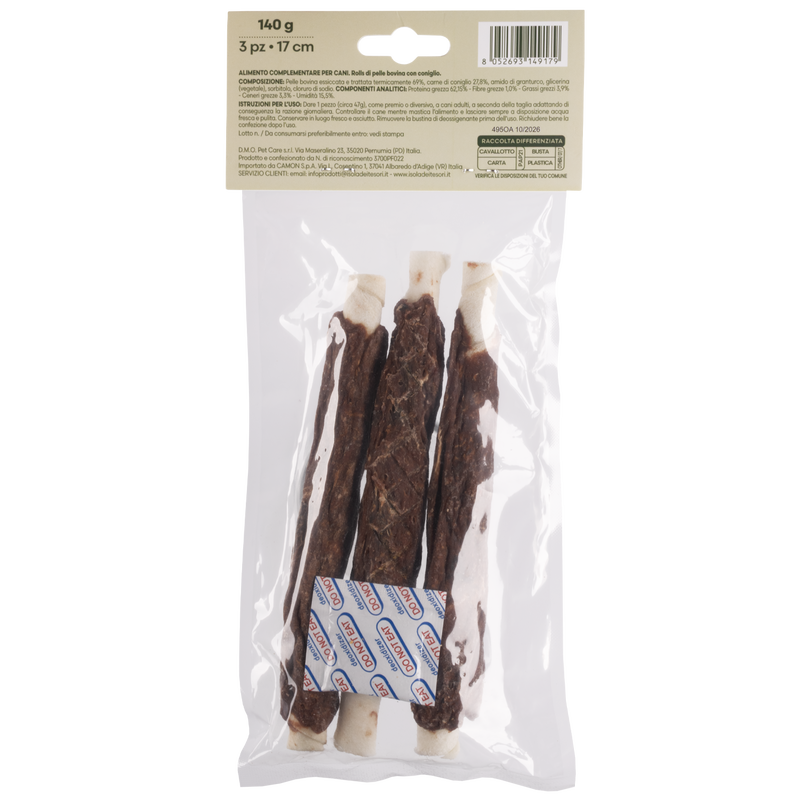 Crancito's Rolls di pelle bovina con coniglio 3pz 17cm