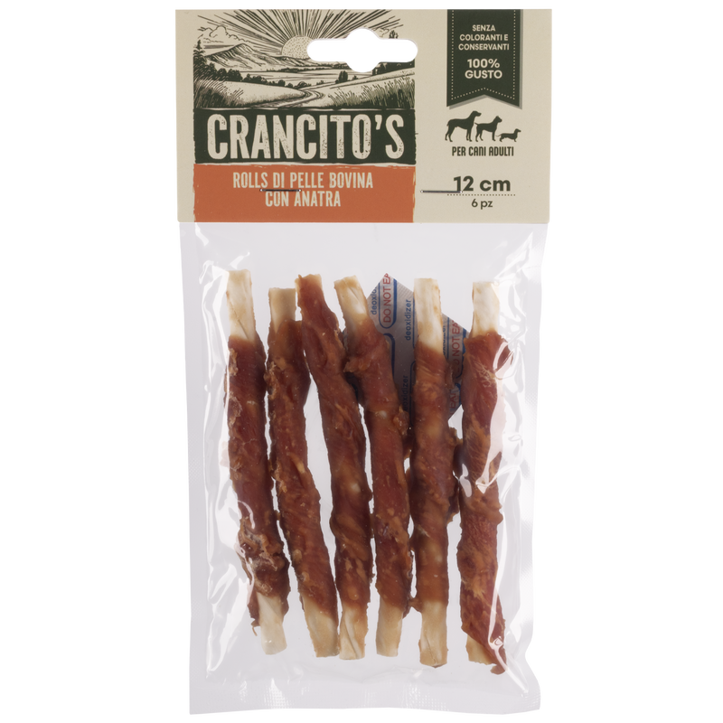 Crancito's Rolls di pelle bovina con anatra 6pz 12cm