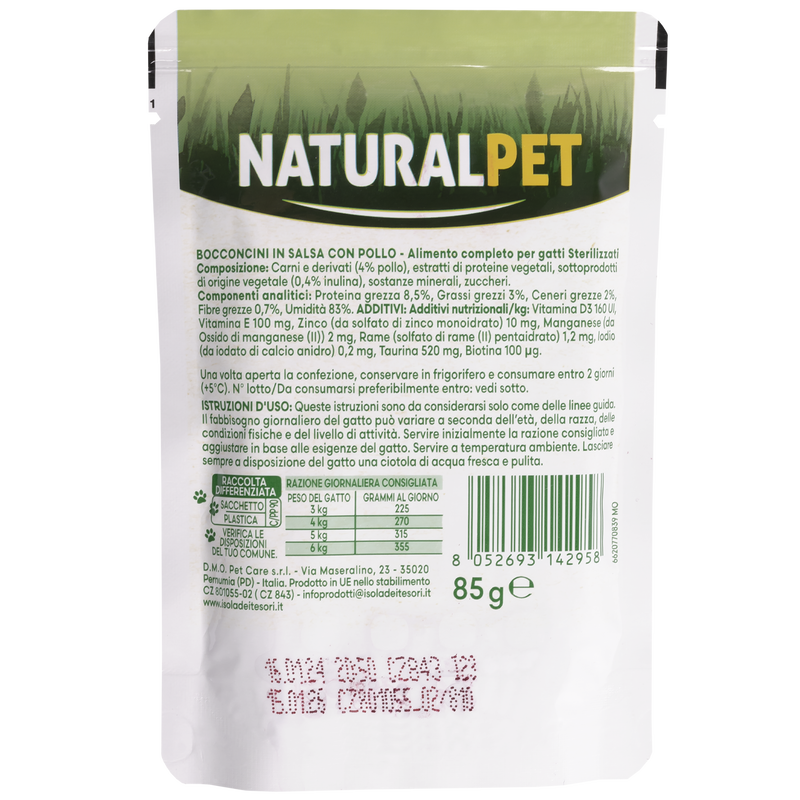 Naturalpet Cat Sterilised Bocconcini in salsa con Pollo 85gr