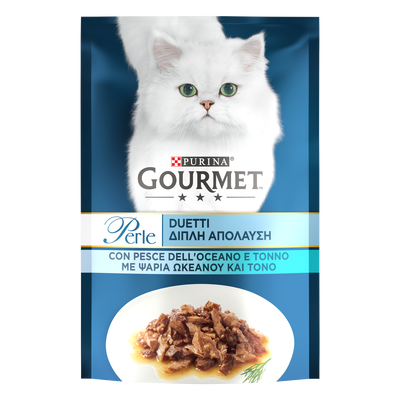 Gourmet Perle Duetti Cat Adult con Pesce dell'Oceano e Tonno 85 gr