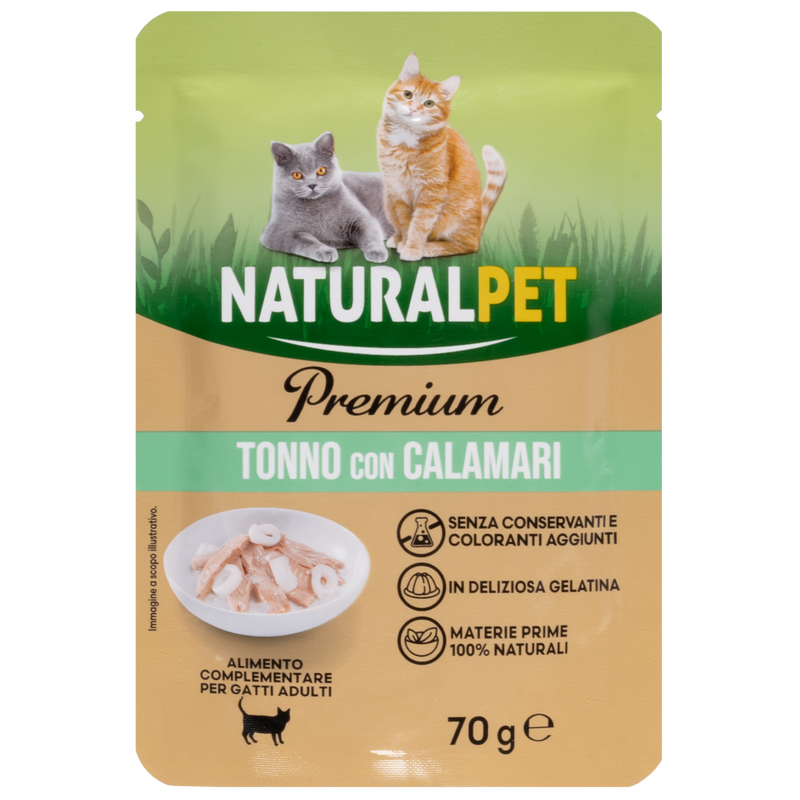 Naturalpet Premium Cat Adult Tonno con Calamari 70g