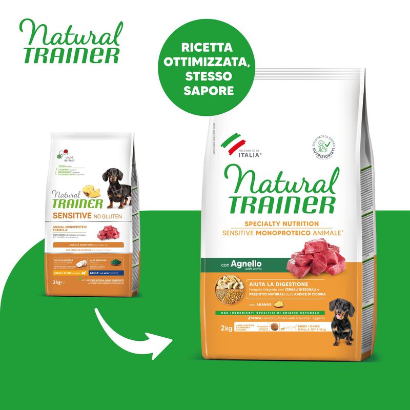 Natural Trainer Sensitive Dog No Gluten Small & Toy Adult con Agnello 2 kg