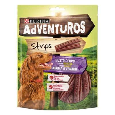 Adventuros Snack per cani Strips al gusto Cervo 90 gr