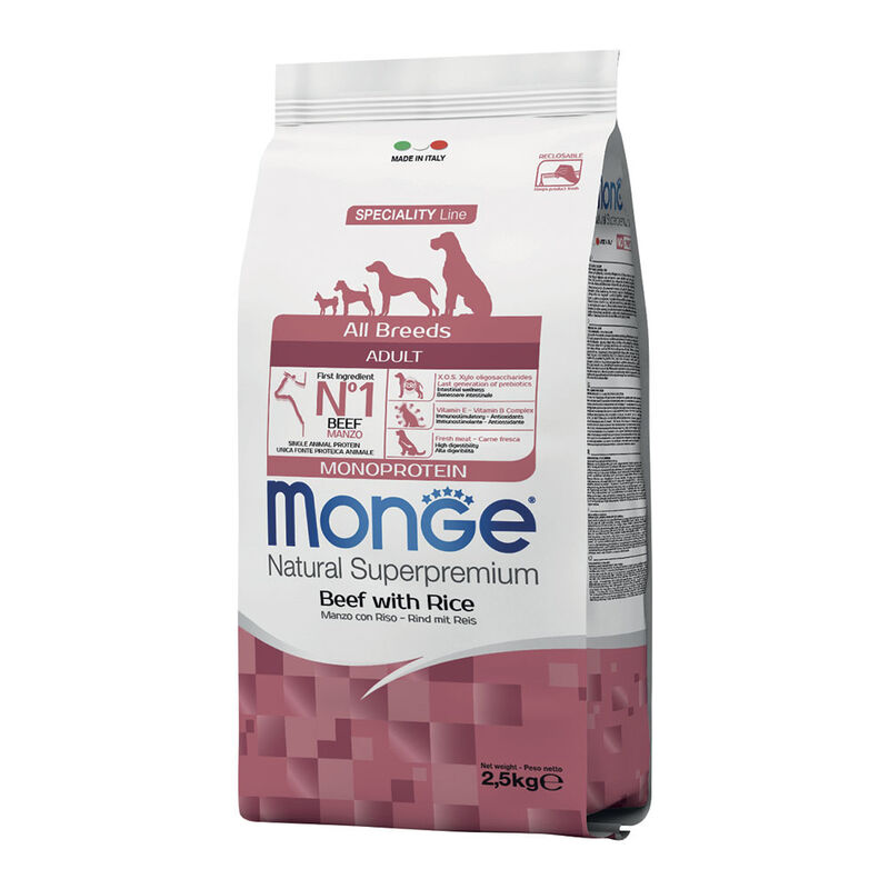 Monge Natural Superpremium Monoprotein Dog Adult Manzo con Riso 2,5 kg