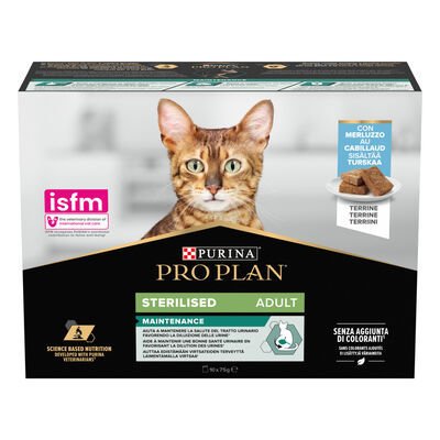 Purina Pro Plan Cat Adult Sterilised Terrine con Merluzzo 10x75 gr