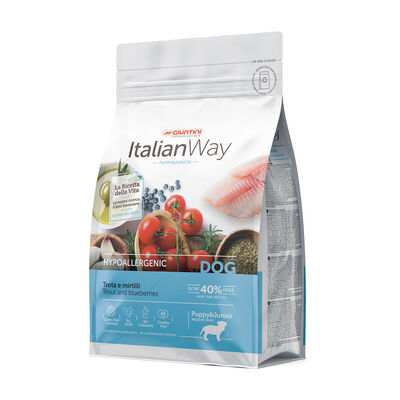 Italianway Puppy&Junior Medium&Maxi Hypoallergenic Trota e mirtilli rossi 12 kg
