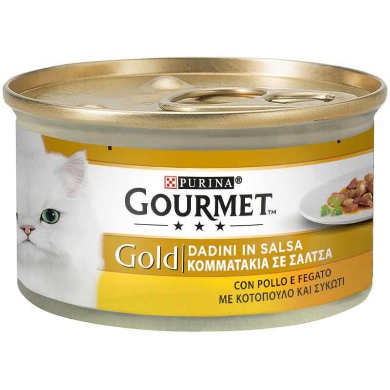Gourmet Gold Cat Adult Dadini in Salsa con Manzo, Salmone e Pollo, e con Pollo e Fegato 24x85 gr