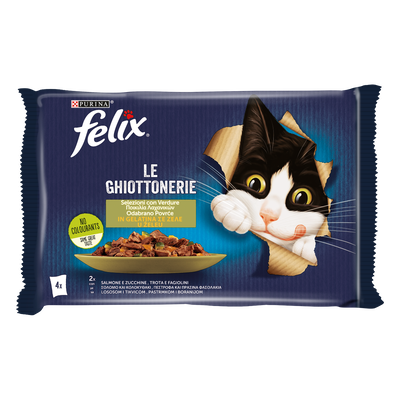 Felix Le Ghiottonerie Selezioni con verdure Salmone&zucchine e Trota&fagiolini 85grx4pz