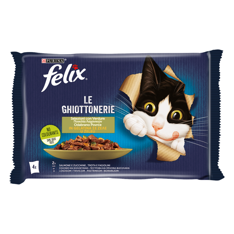 Felix Le Ghiottonerie Selezioni con verdure Salmone&zucchine e Trota&fagiolini 85grx4pz