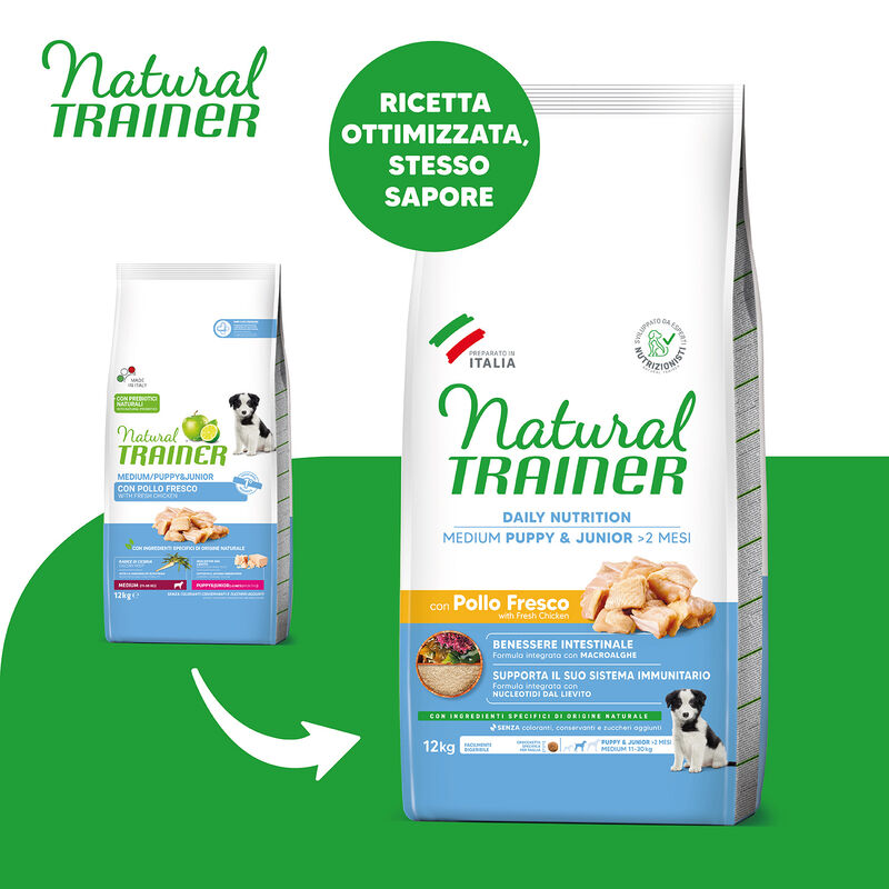 Natural Trainer Dog Medium Puppy & Junior Pollo Fresco 12 kg