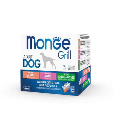 Monge Grill Dog Multipack Salmone Maiale Agnello Buste 12x100gr