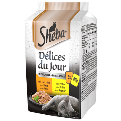 Sheba Cat Delice du Jour tacchino e pollo gelatina 6x50 gr