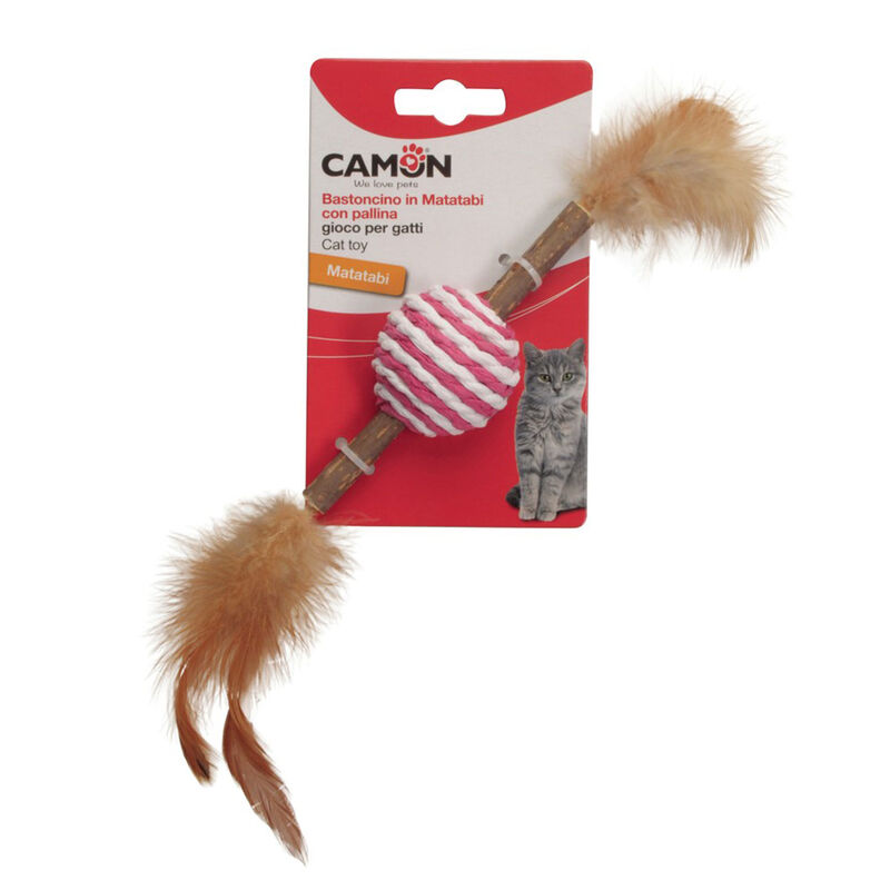 Camon Gioco bastoncino in matatabi e pallina per gatti 13 cm