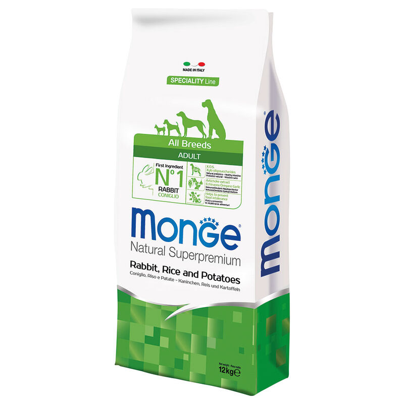 Monge Natural Superpremium Monoprotein Dog All breeds Coniglio con Riso e Patate 12 kg