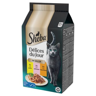 Sheba Cat Delice du Jour Pollo con Salmone e Tacchino in Salsa 6 pz x 50 gr