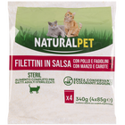 Naturalpet Cat Sterilizzati Filettini in salsa con Pollo e Fagiolini e con Manzo e Carote 4x85 gr