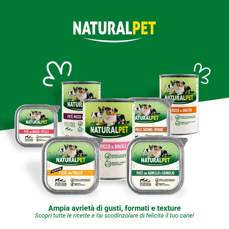 Naturalpet Le Delizie Dog Adult Bocconcini con manzo, pasta, carote ed erbe 150gr