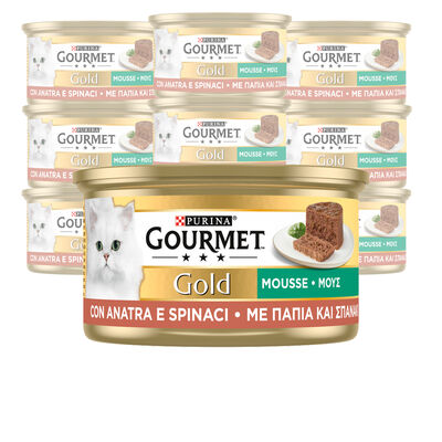Gourmet Gold Cat Adult Mousse con Anatra e un Tocco di Spinaci 85 gr