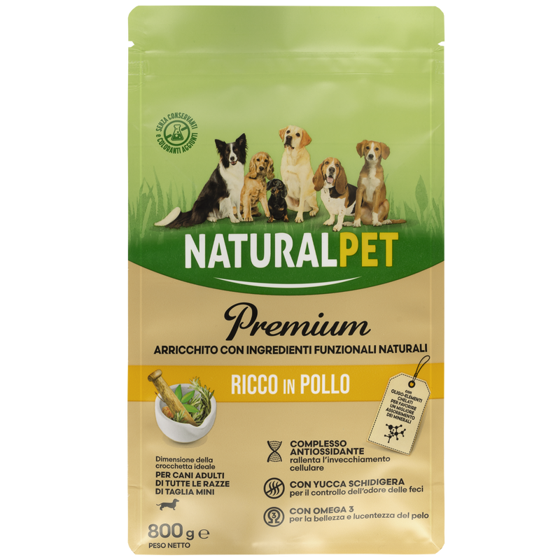 Naturalpet Premium Dog Adult Mini ricco in Pollo 800gr