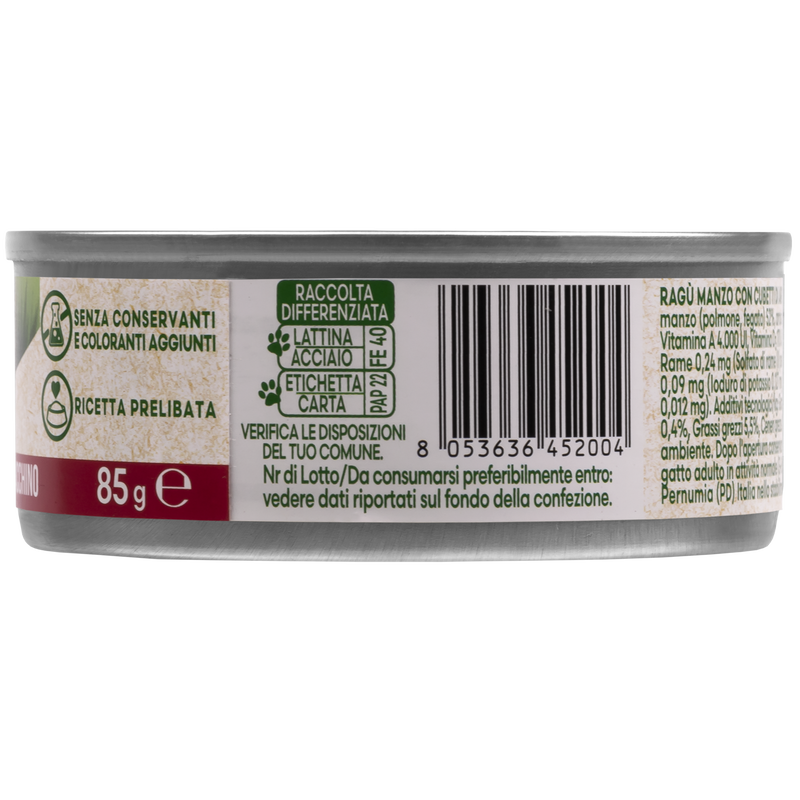 Naturalpet Cat I ragù Manzo con cubetti di arrosto di tacchino 85gr