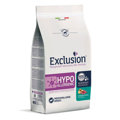 Exclusion Monoprotein Veterinary Diet Hypoallergenic Dog Adult Medium & Large Breed Cervo e Patate12 kg