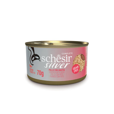 Schesir Silver Cat Doppia Texture Mousse e Filetti Pollo con Anatra 70 gr