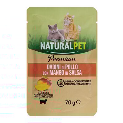 Naturalpet Cat Adult Dadini di Pollo con Mango in salsa 70g