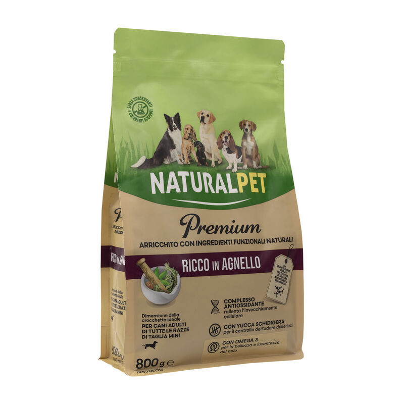 Naturalpet Premium Dog Adult Mini ricco in Agnello 800gr