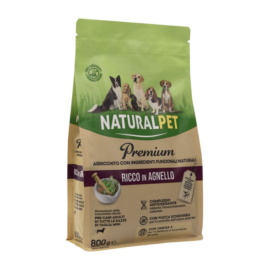 Naturalpet Premium Dog Adult Mini ricco in Agnello 800gr 