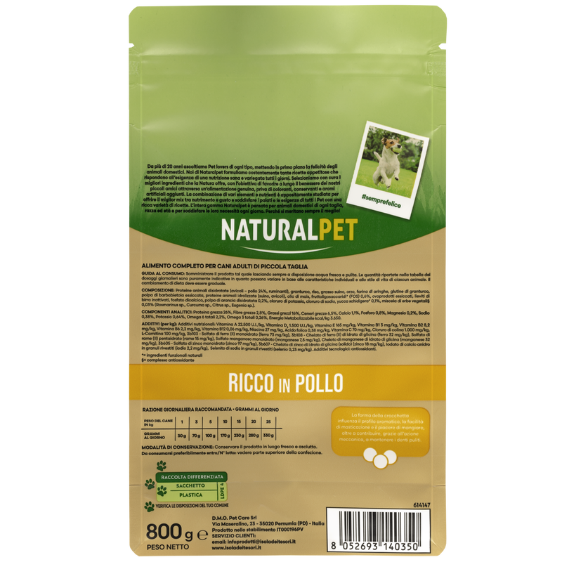 Naturalpet Premium Dog Adult Mini ricco in Pollo 800gr
